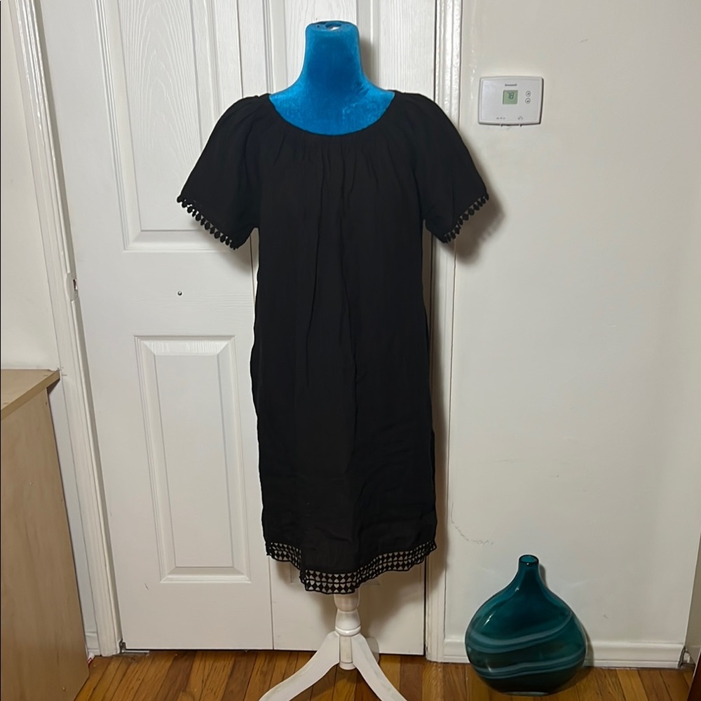 NAVYBLEU Black Linen Mini Dress Women’s Small